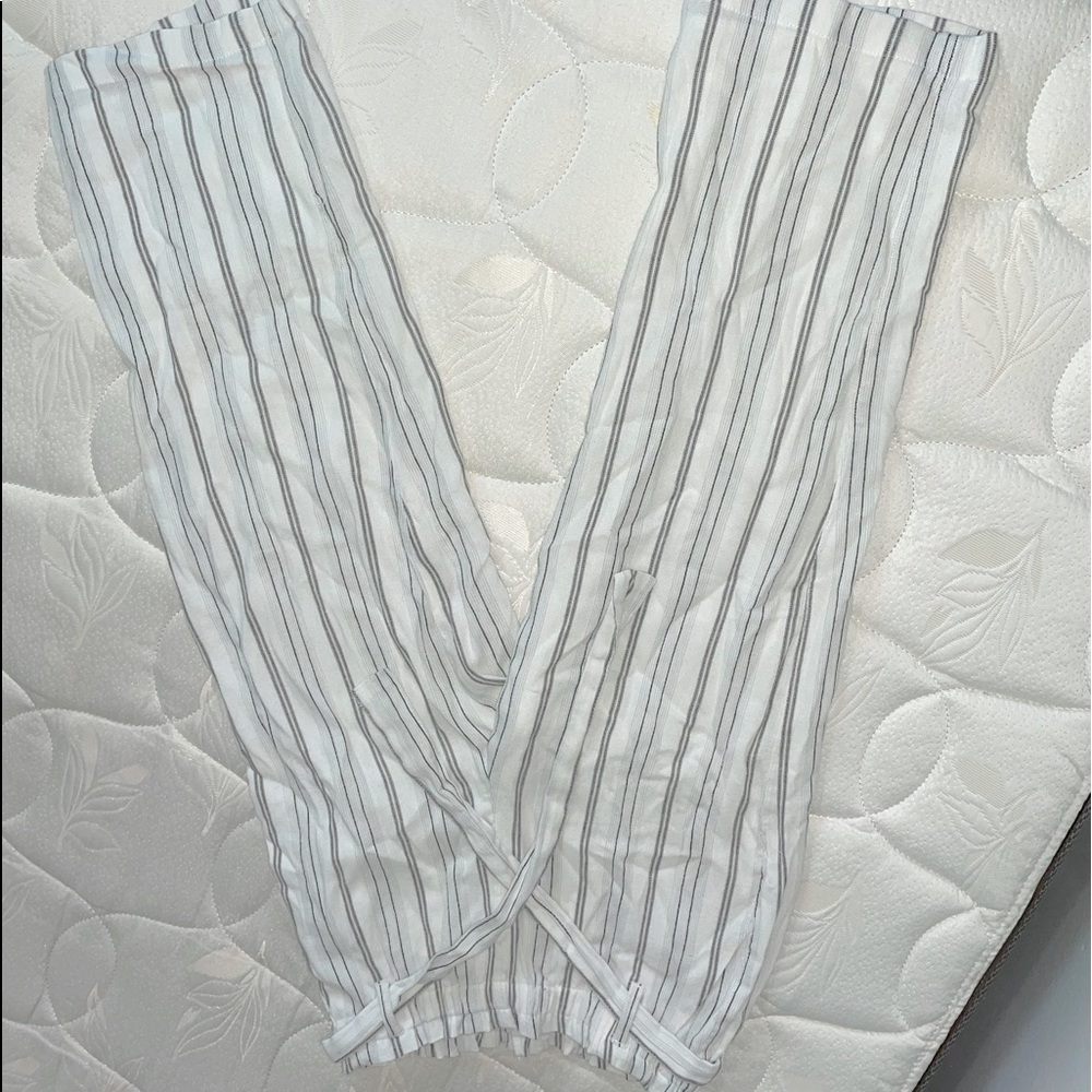 Girls Abercrombie White and Grey Striped Jumpsuit